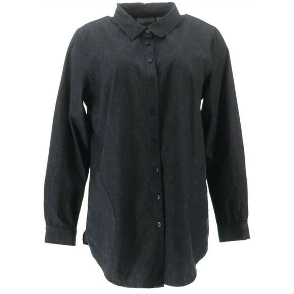 Joan Rivers Denim Shirt with Back Button Details - Picture 2 of 5